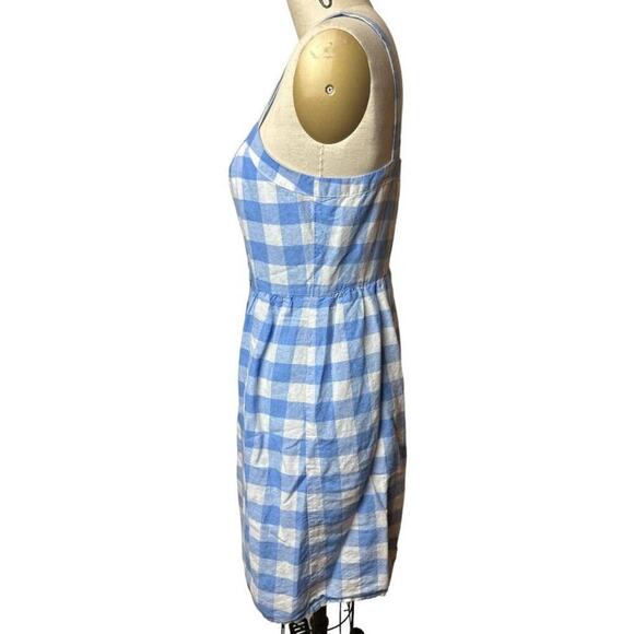 J. Crew Factory Blue White Check Print Sleeveless Dress Women's Size 6 - Picture 2 of 6